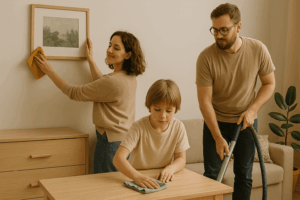 Frühjahrsputz mit Familie