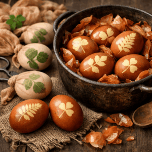 Blätter-Silhouetten-Eier