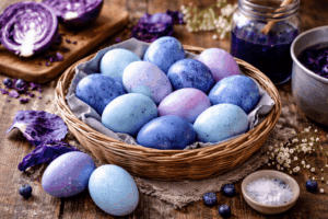 Ostereier Rotkohl-Blau