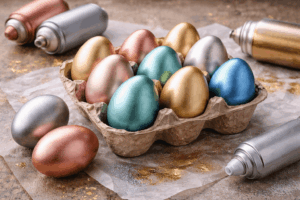 Ostereier färben: Metallic-Sprühfarbe