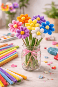 DIY Muttertagsgeschenk basteln: Blumen aus Pfeifenreinigern*