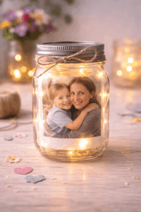 DIY Fotoglas mit Lichterkette