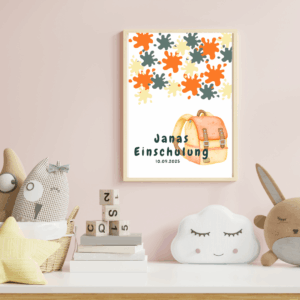 Gästebuchplakat zur Einschulung in orange