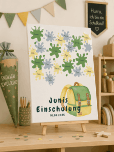 Gästebuchplakat zur Einschulung in grün